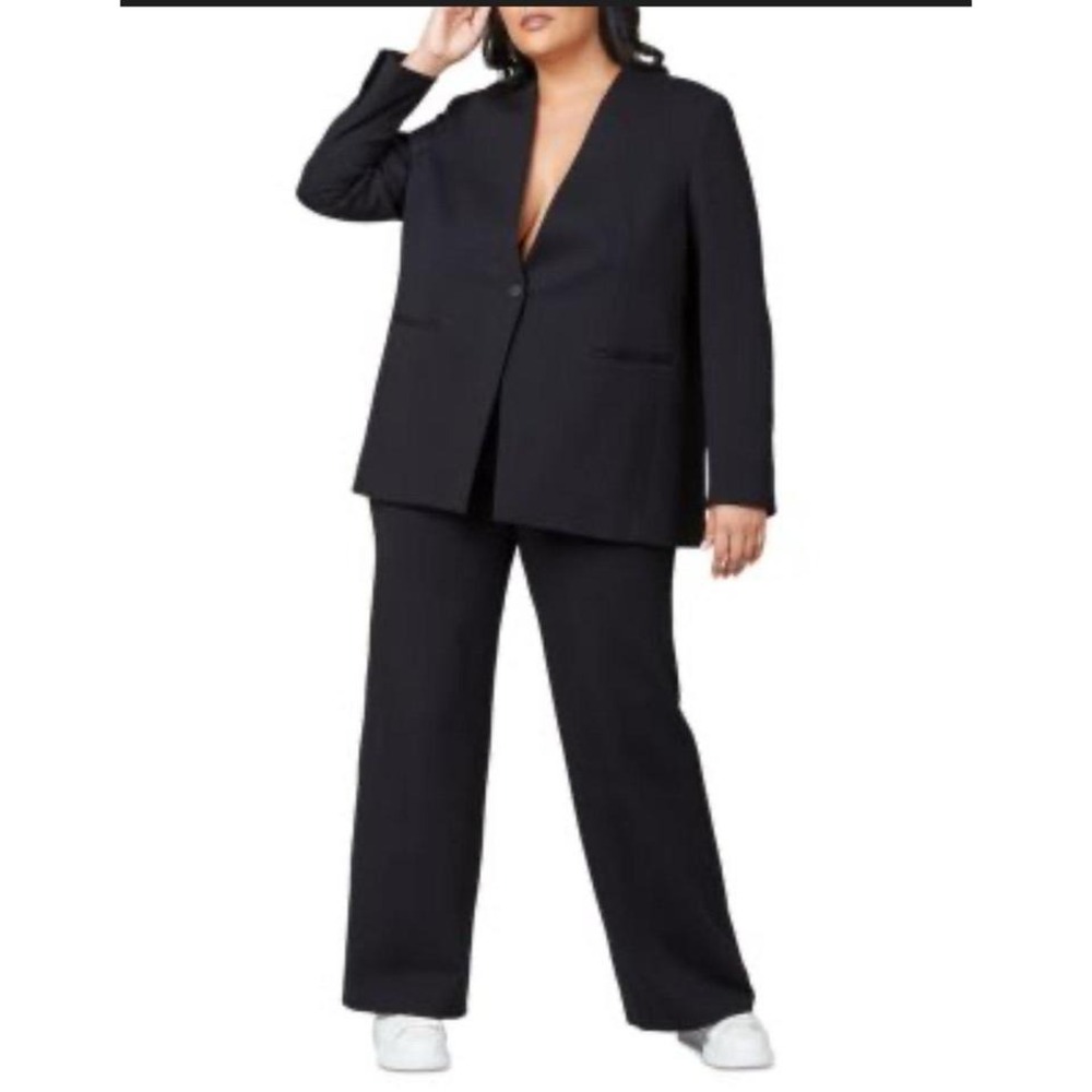 Womens NWT SPANX Perfect Collarless Black Stretch One Button Slimming‎ Blazer